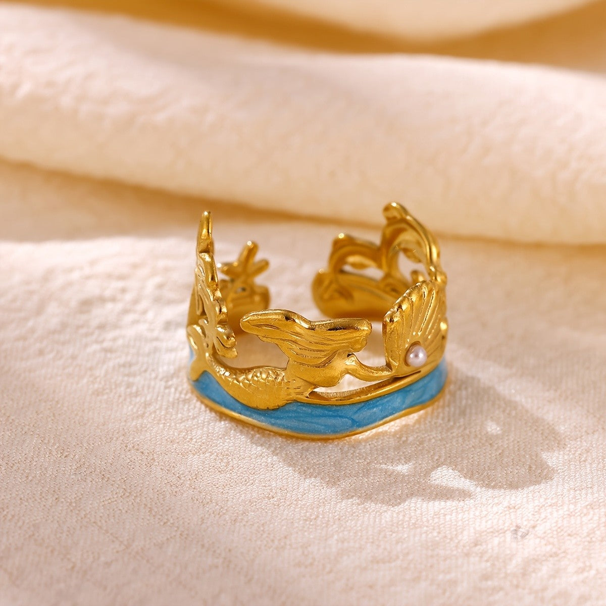 Whimsical Mermaid Shell Ring