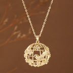 Elegant Birdcage Floral Pendant Necklace