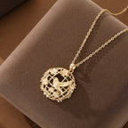 Elegant Birdcage Floral Pendant Necklace