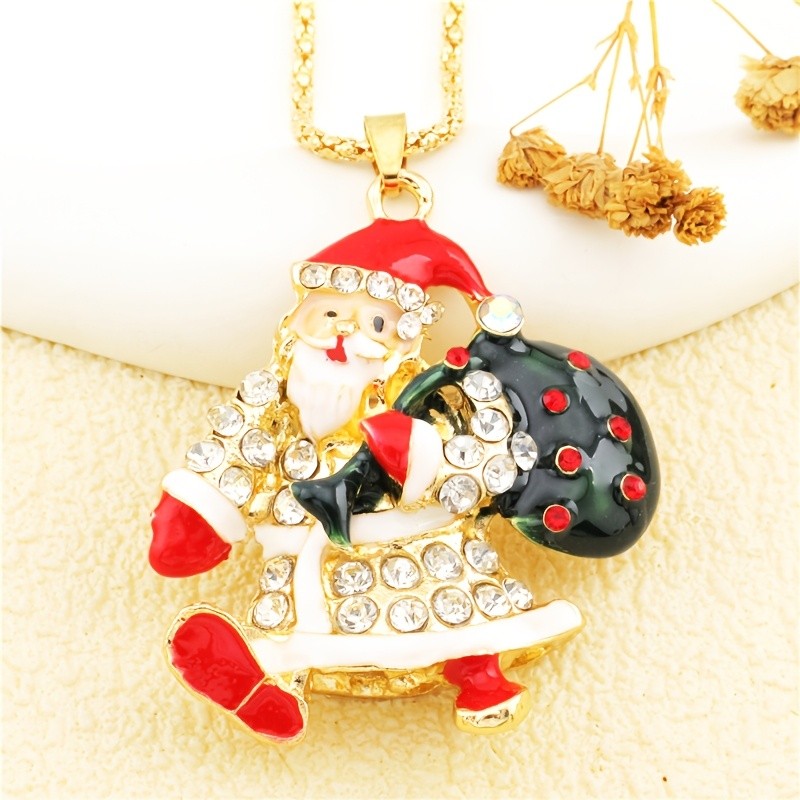 Festive Santa Claus Pendant Necklace
