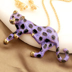 Whimsical Purple Leopard Necklace