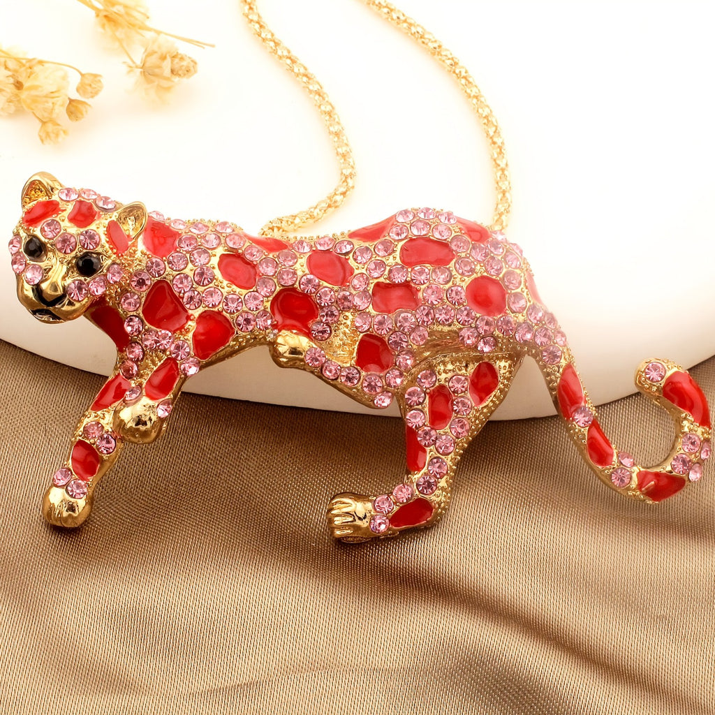 Whimsical Purple Leopard Necklace