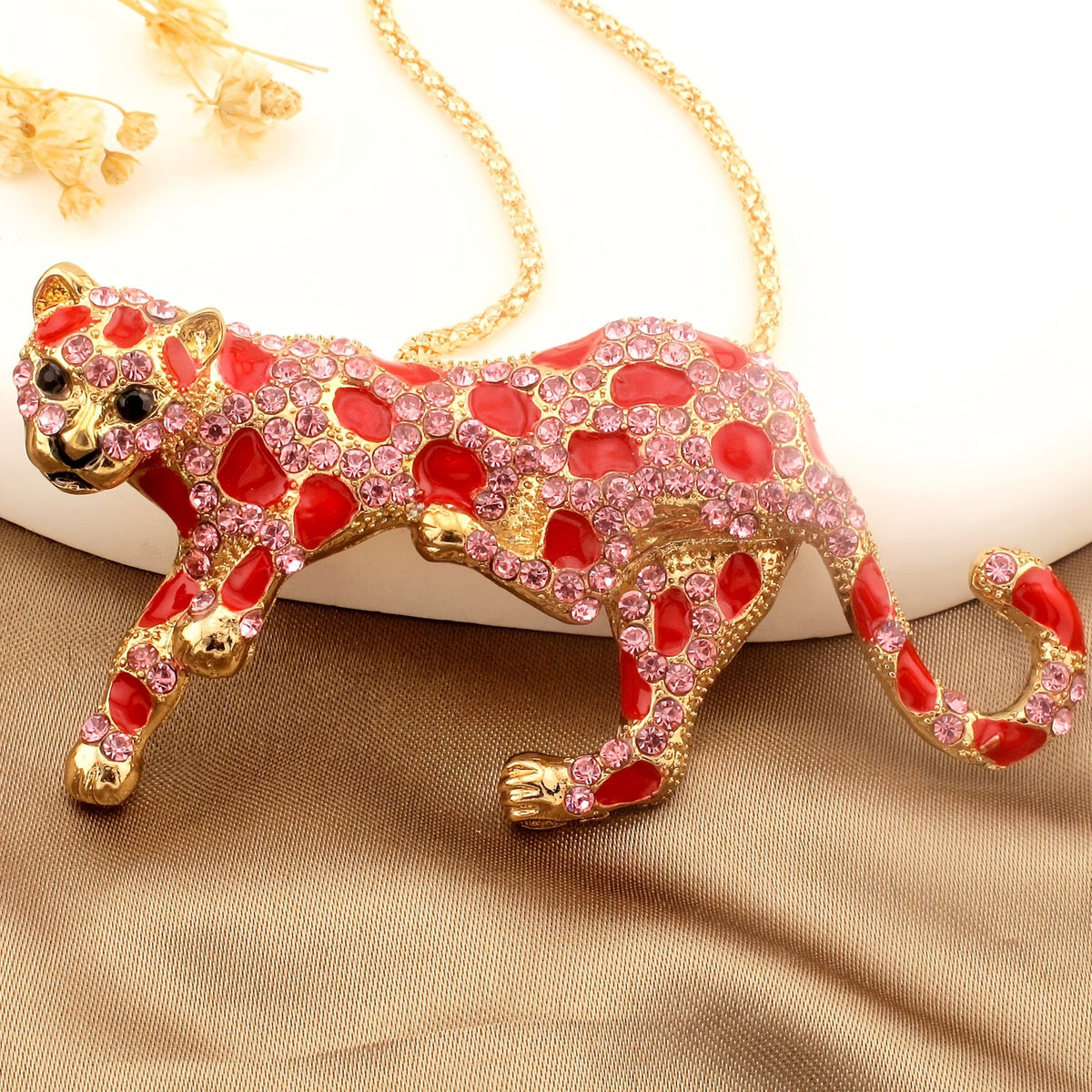 Whimsical Purple Leopard Necklace