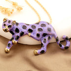 Whimsical Purple Leopard Necklace