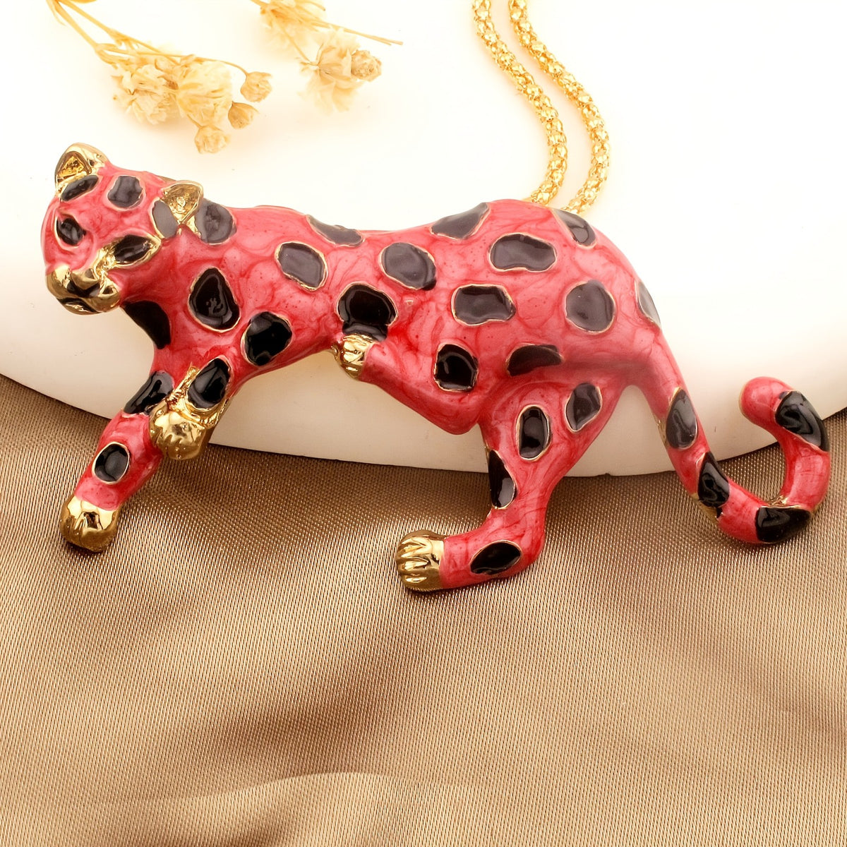 Whimsical Purple Leopard Necklace