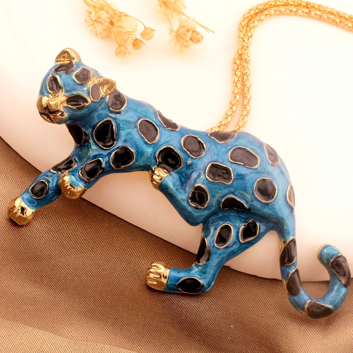 Whimsical Purple Leopard Necklace