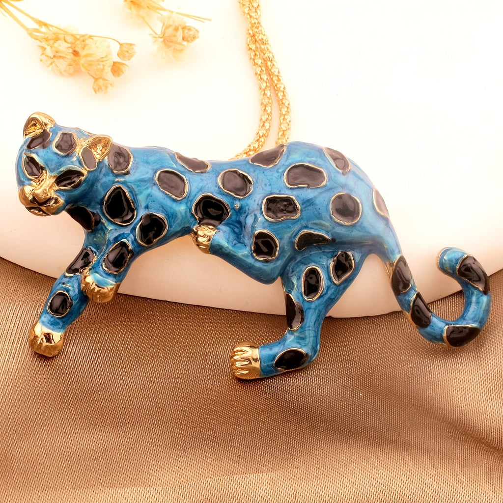 Whimsical Purple Leopard Necklace