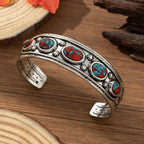 Tribal Turquoise Inlay Cuff Bracelet