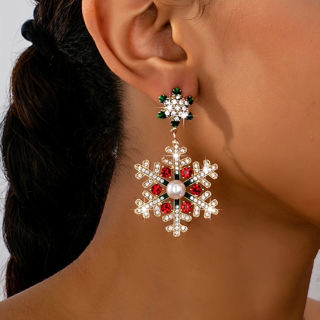 Festive Snowflake Drop Earrings
