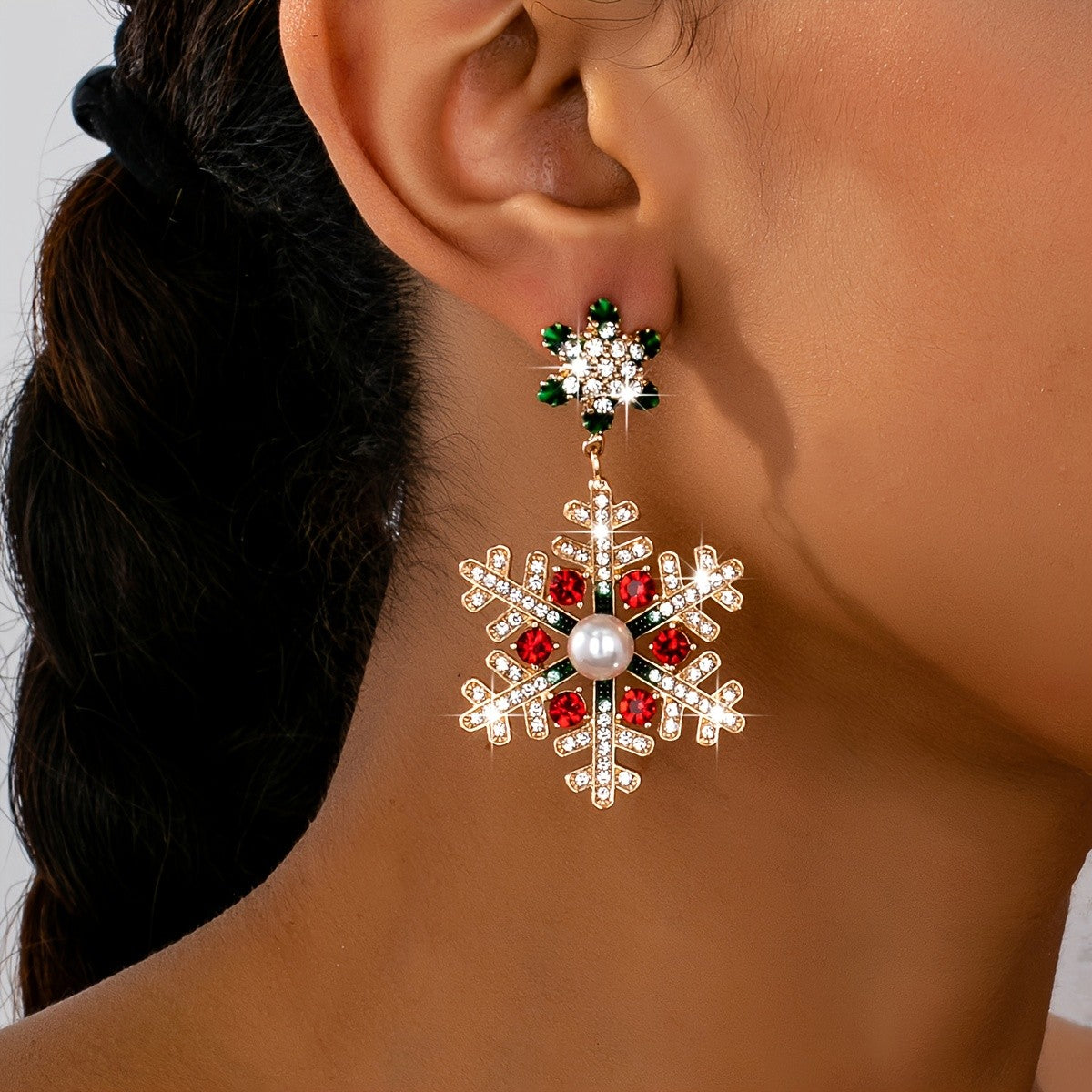 Festive Snowflake Drop Earrings