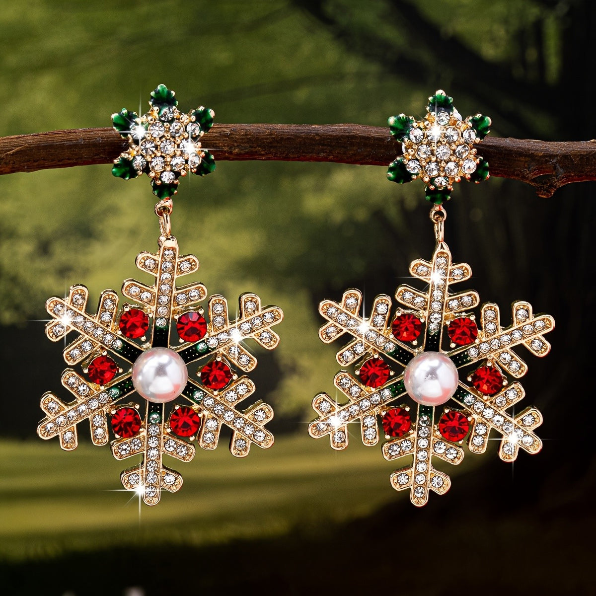 Festive Snowflake Drop Earrings