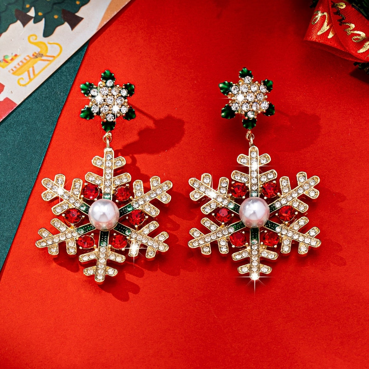 Festive Snowflake Drop Earrings
