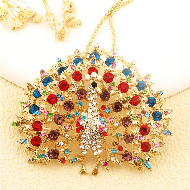 Radiant Rainbow Peacock Necklace