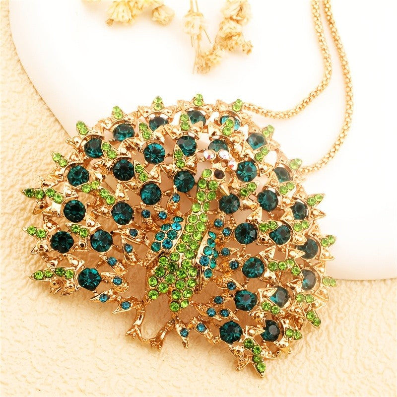 Radiant Rainbow Peacock Necklace
