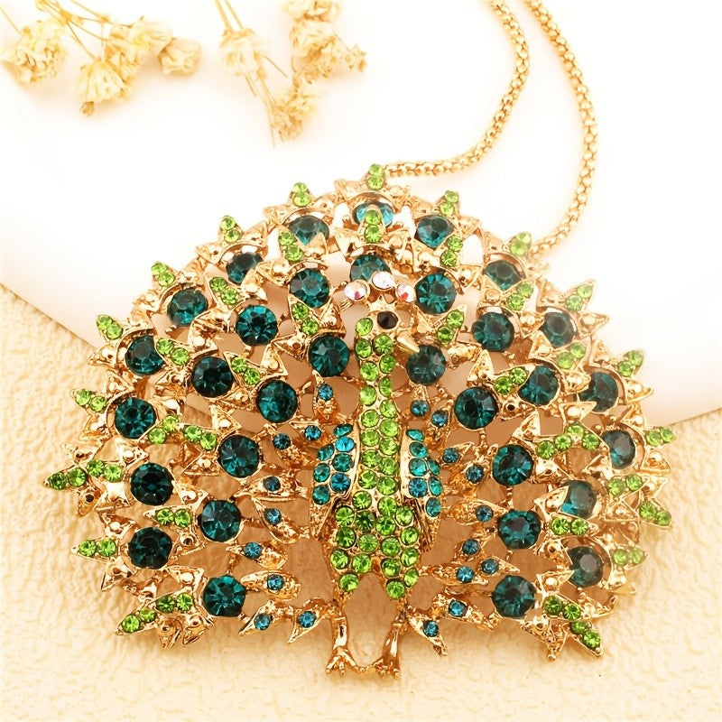 Radiant Rainbow Peacock Necklace