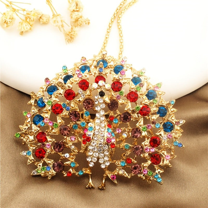 Radiant Rainbow Peacock Necklace