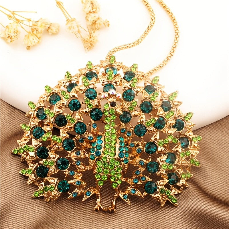 Radiant Rainbow Peacock Necklace