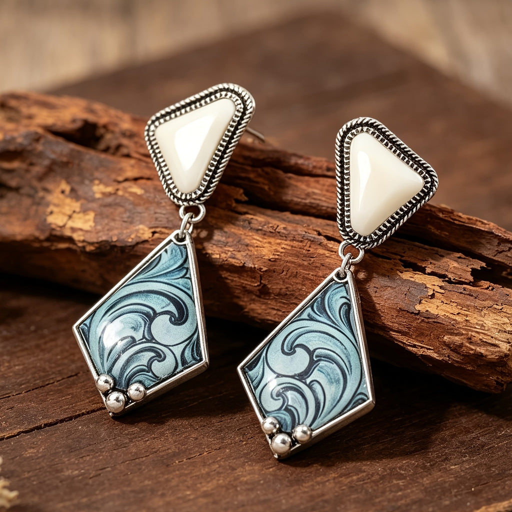 Boho Geometric Wave Drop Earrings