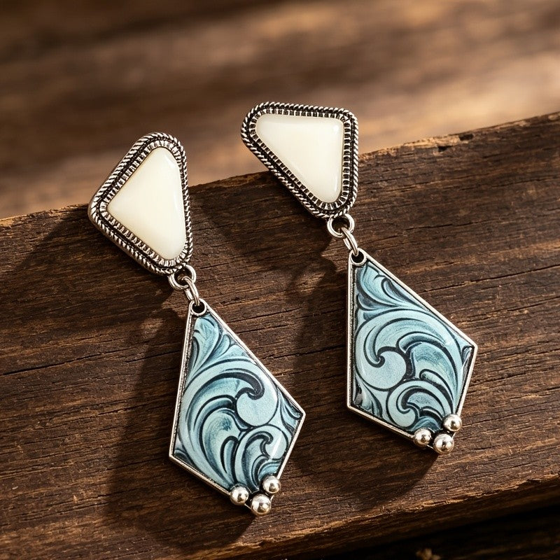 Boho Geometric Wave Drop Earrings