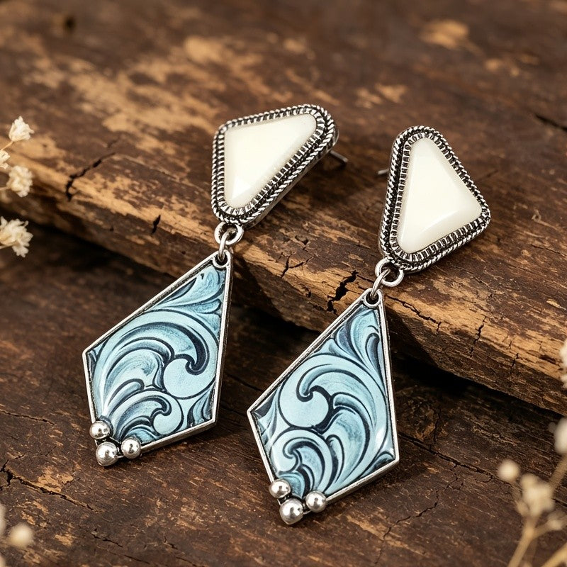 Boho Geometric Wave Drop Earrings