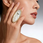 Whimsical Ghost Oval Statement Ring