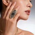 Whimsical Ghost Oval Statement Ring