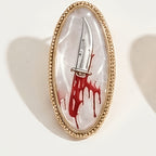 Whimsical Ghost Oval Statement Ring