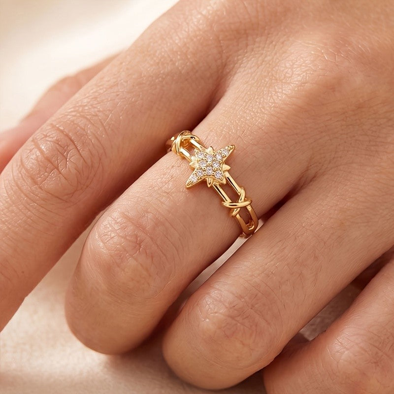 Dainty Starburst Chain Ring