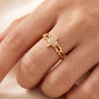 Dainty Starburst Chain Ring