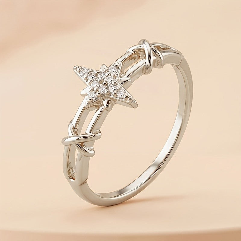 Dainty Starburst Chain Ring
