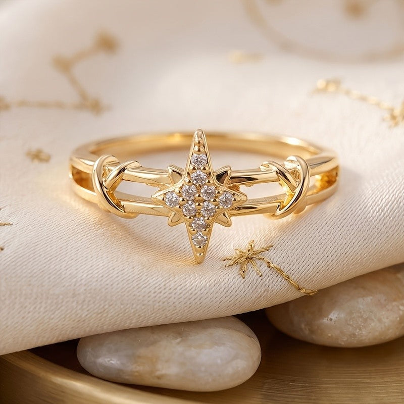 Dainty Starburst Chain Ring