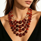 Layered Amber Bead Necklace