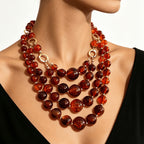 Layered Amber Bead Necklace