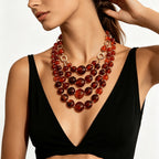 Layered Amber Bead Necklace