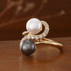 Elegant Dual Pearl Statement Ring