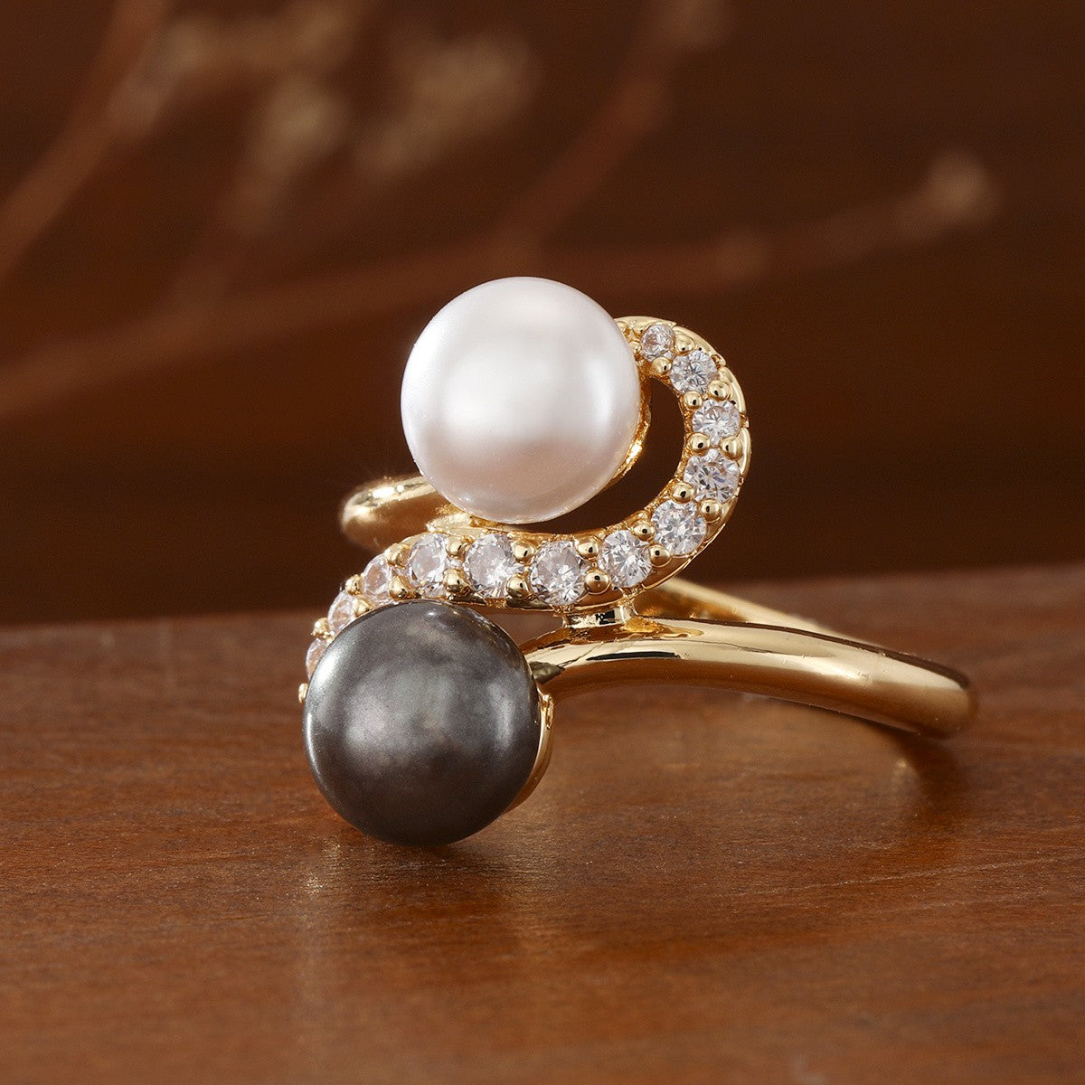 Elegant Dual Pearl Statement Ring