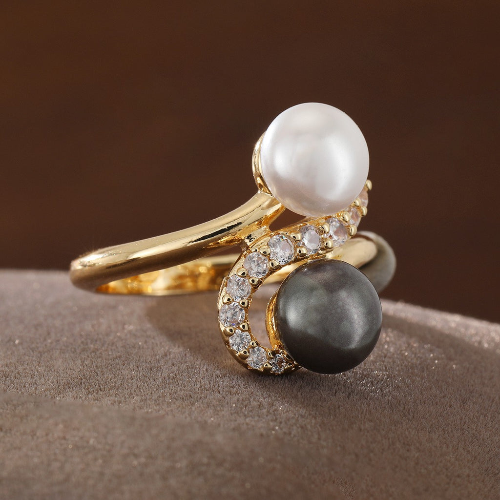 Elegant Dual Pearl Statement Ring
