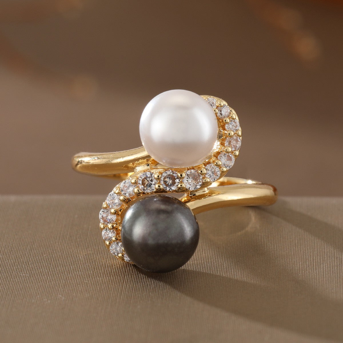 Elegant Dual Pearl Statement Ring