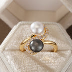 Elegant Dual Pearl Statement Ring
