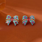Colorful Gemstone Bow Stud Earrings
