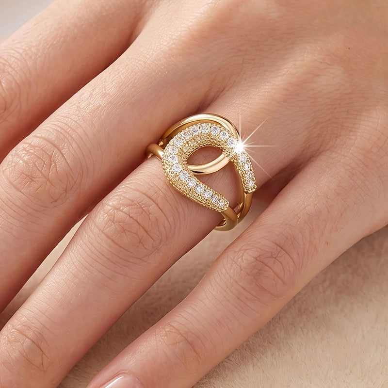 Elegant Interlocking Pave Statement Ring