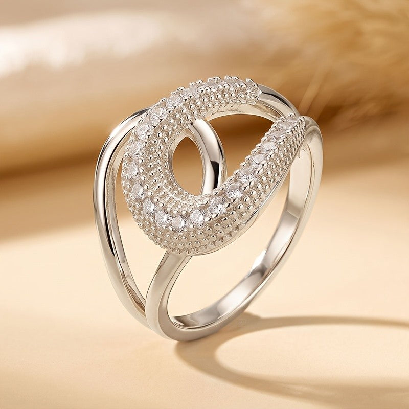 Elegant Interlocking Pave Statement Ring