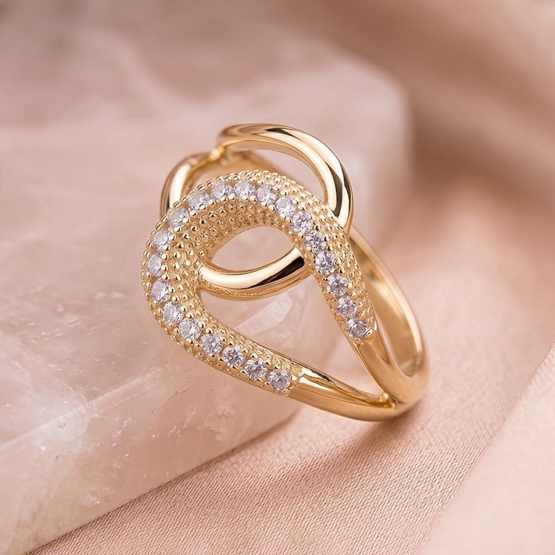 Elegant Interlocking Pave Statement Ring