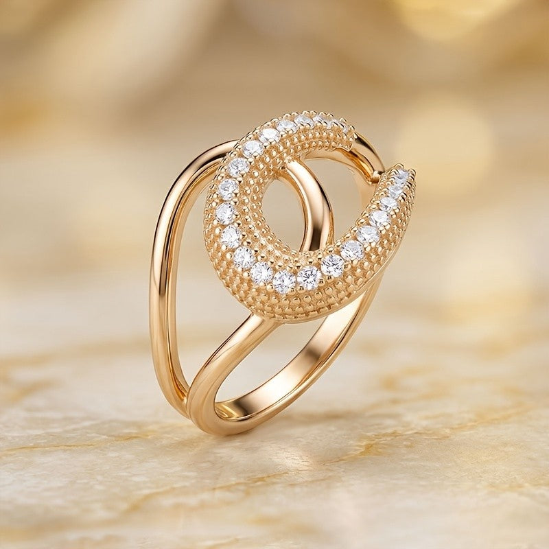 Elegant Interlocking Pave Statement Ring