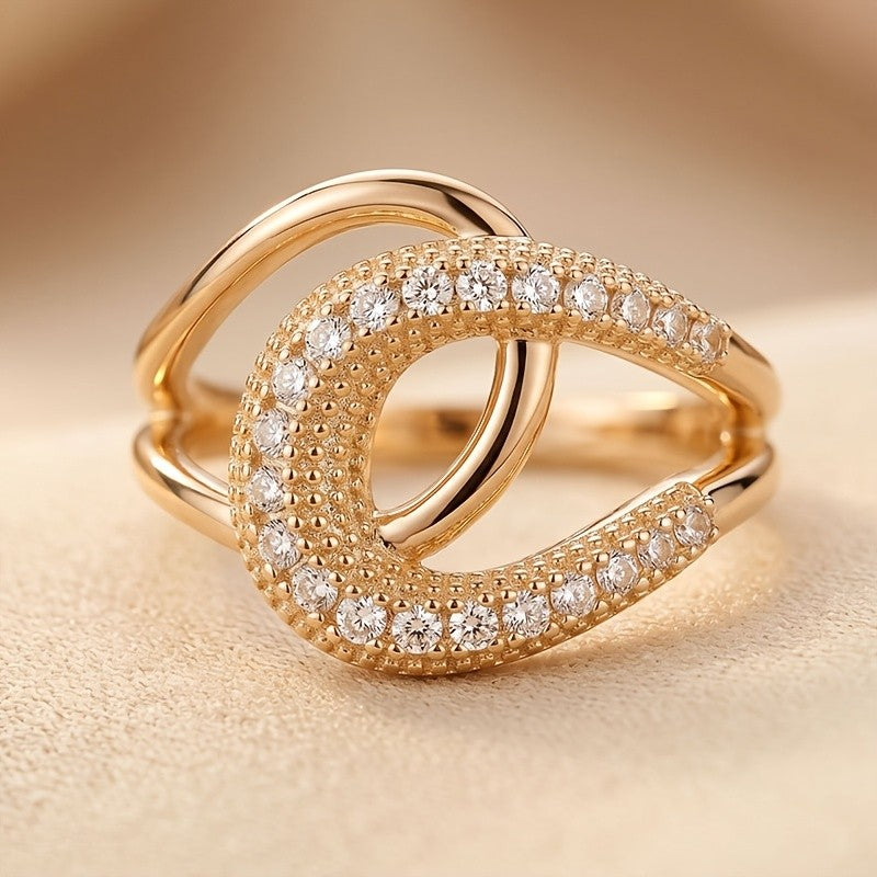 Elegant Interlocking Pave Statement Ring