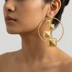 Geometric Pyramid Hoop Earrings