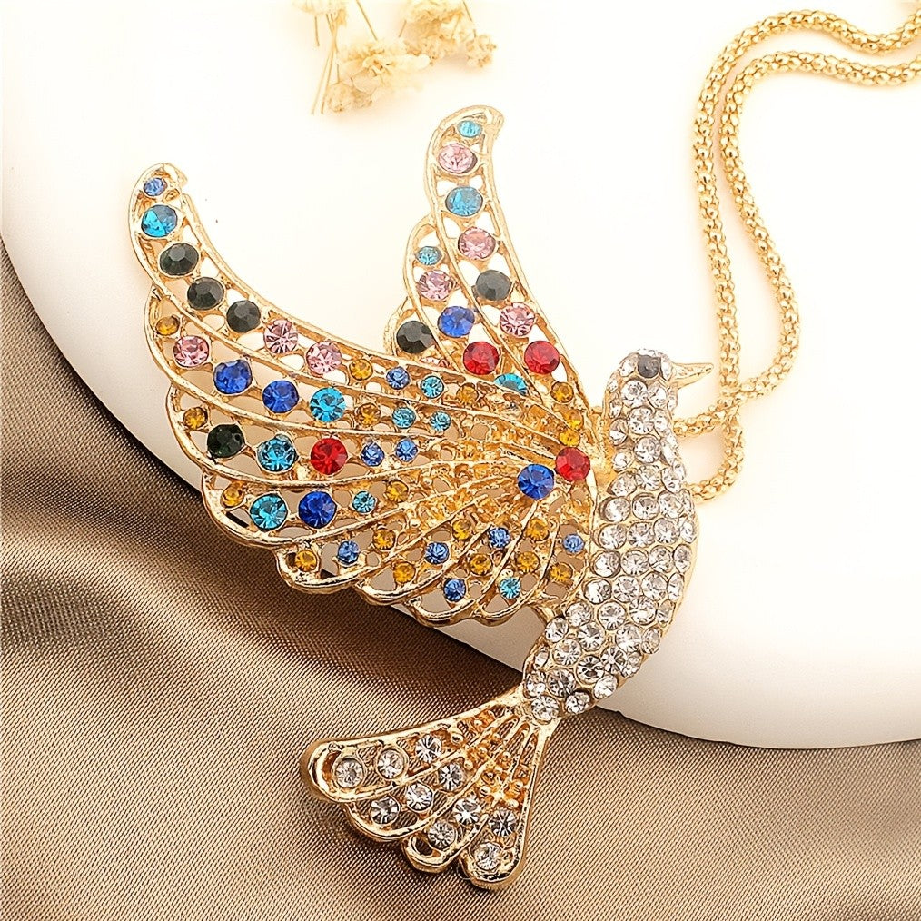 Rainbow Crystal Dove Necklace