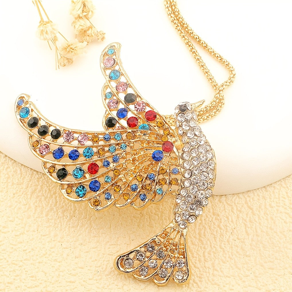 Rainbow Crystal Dove Necklace
