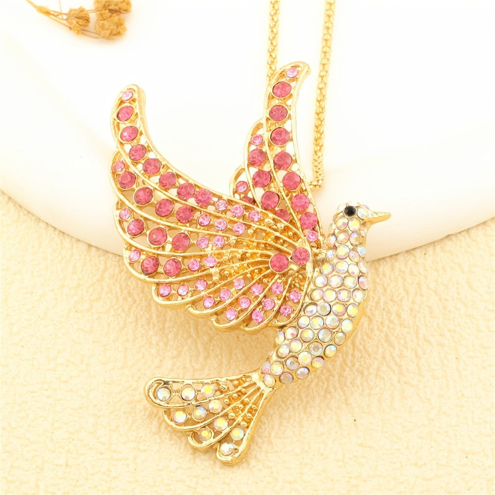 Rainbow Crystal Dove Necklace