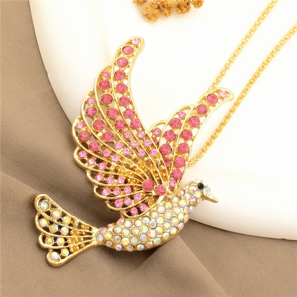 Rainbow Crystal Dove Necklace